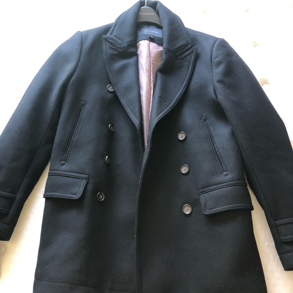 Men’s Banana Republic Black Wool Peacoat